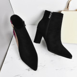 2018 autumn and winter European and American brand new style simple element about classic short upper women's boots with thick heel to match color short boots