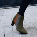 2018 autumn and winter European and American brand new style simple element about classic short upper women's boots with thick heel to match color short boots