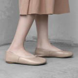 Korean fashion women's single shoes leather flat plain color princess shoes