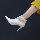 Fashionable leather and fleece thickening women's shoes with pointed toes and short shoes