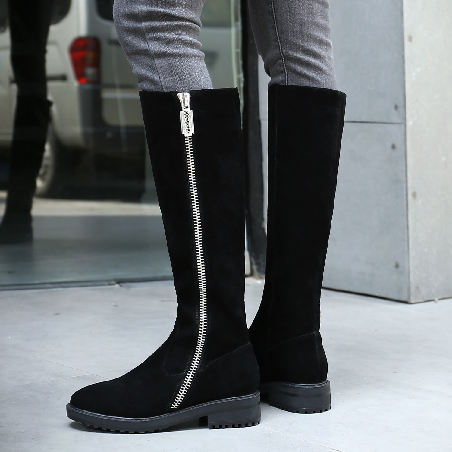 Us 59 Winter 2018 Hot Style Women S Shoes Leather Style Zipper