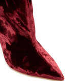 European and American style top hot style suede high heel style women's middle boots elegant while the boots pointed toe
