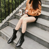 2018 fashion short female boots style round head zipper genuine leather hot style short female boots