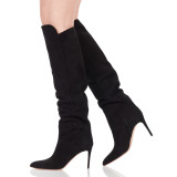 Winter 2019 hot style women's shoes stilettos women's boots high heels elegant brown black suede knee high boots