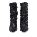 2018 fashionable foreign trade women's shoes genuine leather drape fine top and simple large size leather elegant girl boots with simple temperament
