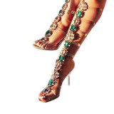 Special style summer sandals flowers handmade women's crystal rhinestone pvc sandals gladiator shoes stiletto heels big size 43