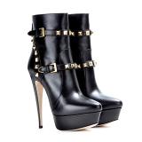 Fashion of autumn and winter 2018 European and American foreign trade women's shoes round head waterproof platform with 14cm high heel women's short boots