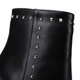 2018 stylish women's shoes zipper with pointed stitching and rivet trim short style women's boots rivet  large size stilettos heels