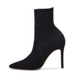 Autumn/winter 2018 Korea edition fashionable makings women's shoes pure color black simple female pointed thin high heel short boots