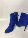 Winter 2018 hot style women's shoes  pure color simple short boots short boots pointed toe   party shoes  foreign trade popular royal blue  shoes three-dimensional women's fashion boots