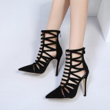 Summer short boots fashion women's shoes elegant black women's sexy sandals gladiator foreign trade party shoes international women's short boots cage sandals