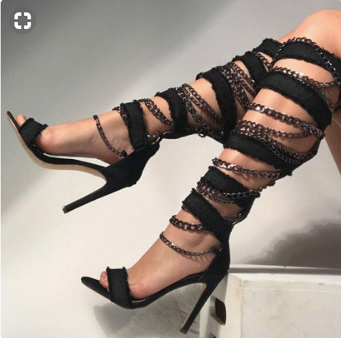 2018 fashion Europe and America international gladiator lace up station While the boots hot  retro styleparty shoes  blue sexy female big size  summer sandals wrapped around sexy stiletto high heels