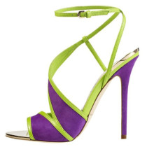 Summer 2018 fashion women's shoes party shoes sandals personality stiletto fashion show shoes fluorescent color elegant buckle strap sling back stilettos heels buckle