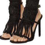 Summer fashion women's shoes fringed foreign sandals large size sexy stilettos heels elegant party shoes