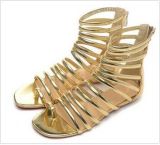 Summer 2019 fashion sandals hot style gladiator gold leather large size personality party shoes sandals