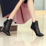 2018 fashionable women's shoes European and American foreign trade fine top and high heel pure color women's short boots