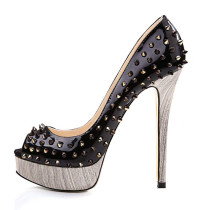 2019 fashion hot style summer women's shoes foreign trade sexy pumps stilettos heels elegant rivet big size party shoes  platform  peep toe