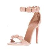 Fashion summer women's shoes in Europe and America in 2019 sandals sexy zipper stilettos heels narrow band big size sky blue elegant