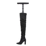 Fashion women's shoes chunky heels sexy pointed toe ladies boots thigh high boots pleated personality pants boots