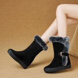 Winter 2019 fashion hot style women's shoes add wool upset buckle elegan women's boots socket  half boots black  white