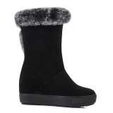 Winter 2019 fashion hot style women's shoes add wool upset buckle elegan women's boots socket  half boots black  white