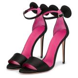 Fashion summer women's shoes 2019 sandals mouse ear decoration stilettos heels buckle  consice party shoes big size  black suede