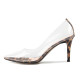 Spring 2019 women's fashion single shoes stilettos heels sexy  pumps elegant pointed toe consice leopard printparty shoes transparent