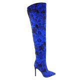 2019 winter foreign trade fashion hot style women's shoes thigh high boots pointed toe blue  elegant  sexy stilettos heels