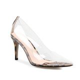 Spring 2019 women's fashion single shoes stilettos heels sexy  pumps elegant pointed toe consice leopard printparty shoes transparent