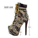 Fashion women's shoes 2019 cross lacing sexy stilettos heels platform sexy women's boots yellow camouflage matin boots big size