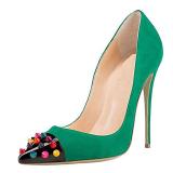 Fashion summer women's shoes 2019 pumps stilettos heels pointed toe party shoes  green suede consice big size