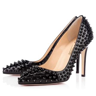 Fashion summer 2019 women's shoes single pointed stiletto black rivet  big size consice party shoes stilettos heels elegant