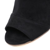 Fashion women's boots for spring 2019 sexy chunky heels elegant peep toe  half boots black suede consice