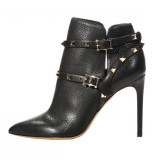 rivets black high heels12cm stilettos women's shoes ladies booties big size zipper ankle boots fashion shoes big size