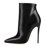 Fashion women's shoes in winter 2019 pointed toe women's boots stilettos heels zipper elegant mature short boots