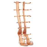 Summer 2019 fashion trend women's shoes stilettos heels zipper sandals sexy elegant party shoes office lady  narrow band big size gladiator gold