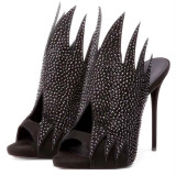 Summer 2019 fashion women's shoes stilettos heels slippers elegant peep toe party shoes personality strange style slides