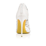 Summer 2019 fashion trend women's shoes sandals zipper stilettos heels elegant peep toe leather narrow band white party shoes
