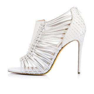Summer 2019 fashion trend women's shoes sandals zipper stilettos heels elegant peep toe leather narrow band white party shoes