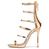 Summer 2019 fashion trend women's shoes stilettos heels zipper elegant sandals party shoes narrow band gladiator gold concise  big size