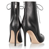 Summer black leather 2019 fashion trend women's shoes stilettos heels cross lacing peep toe office lady elegant big size women's boots
