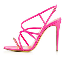Summer elegant fashion women's shoes narrow band buckle strap rose red rivets sandals stilettos heels sexy party shoes