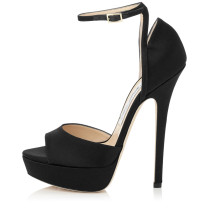 Summer 2019 fashion trend women's shoes office lady  stilettos heels sandals party shoes  black matte big size mature narrow band