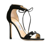 Summer 2019 fashion trend women's shoes stilettos heels office lady sandals lace up narrow band elegant black big size comfortable