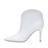 Spring and autumn  fashion women's shoes pointed toe white women's boots big size shoes