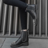 Fashion big size classics women's shoes in winter 2019 pointed toe chunky heels elegant string bead women's boots short boots sexy