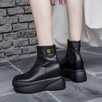 Fashion women's shoes in winter 2019 waterproof round toe women's boots  sweet big size short boots leather add wool upset