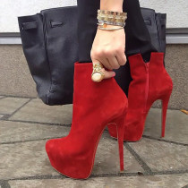black red suede platform high heels stilettos women's shoes ankle boots large size drop shipping ladies sexy fashion boots
