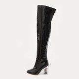 Fashion pure color women's shoes in winter 2019 pointed toe big size  zipper chunky heels over the knee high boots sexy elegant ladies boots concise mature office lady