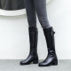 Fashion elegant ladies boots concise mature black leather women's shoes pointed toe chunky heels zipper knee high boots big size